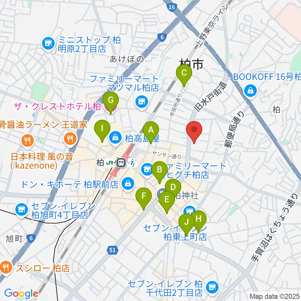 アミュゼ柏周辺のホテル一覧地図