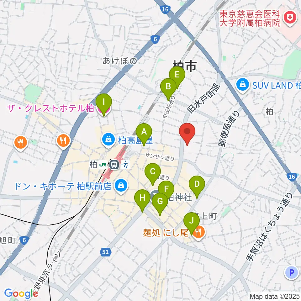 アミュゼ柏周辺のホテル一覧地図