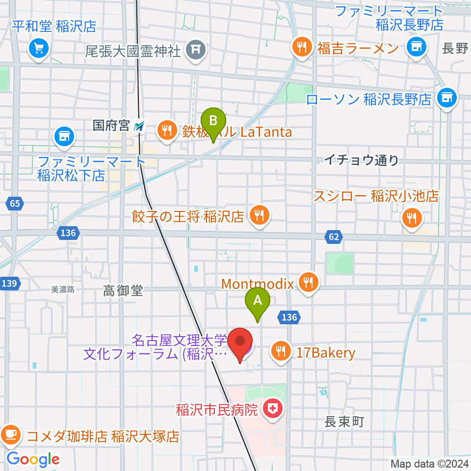 名古屋文理大学文化フォーラム周辺のホテル一覧地図