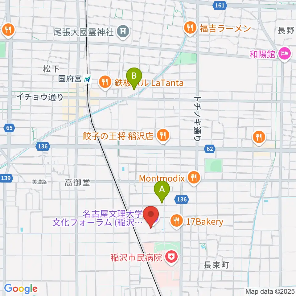 名古屋文理大学文化フォーラム周辺のホテル一覧地図