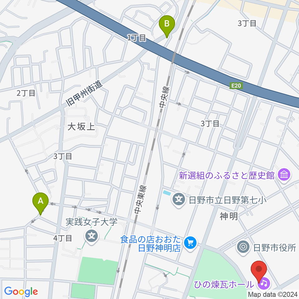 ひの煉瓦ホール周辺のホテル一覧地図