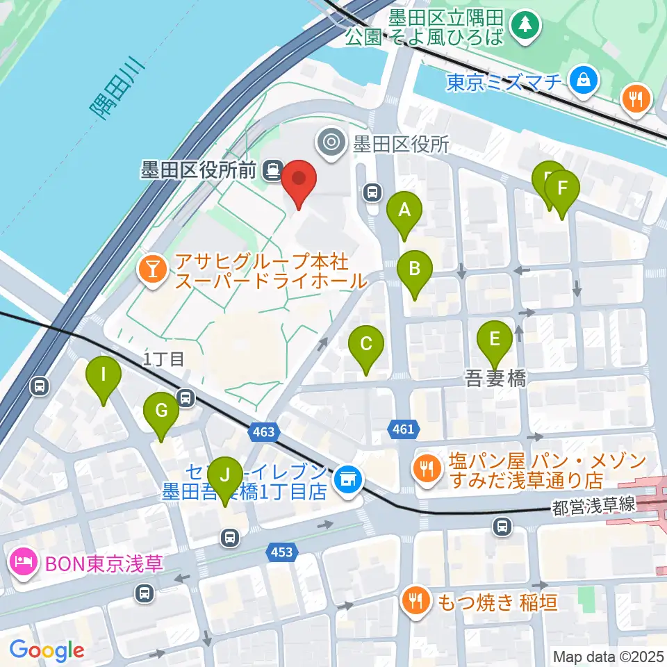 すみだリバーサイドホール周辺のホテル一覧地図