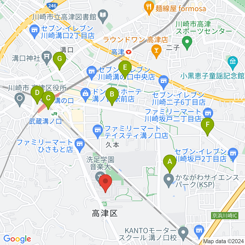 洗足学園 前田ホール周辺のホテル一覧地図