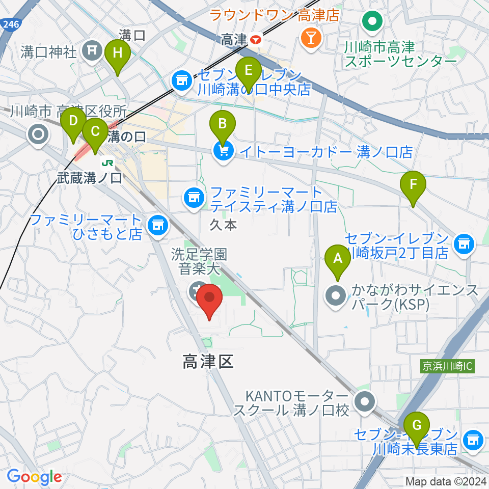 洗足学園 前田ホール周辺のホテル一覧地図