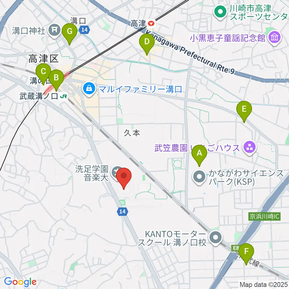 洗足学園 前田ホール周辺のホテル一覧地図