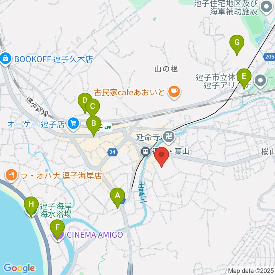 逗子文化プラザホール周辺のホテル一覧地図
