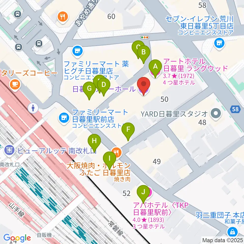 日暮里サニーホール周辺のホテル一覧地図