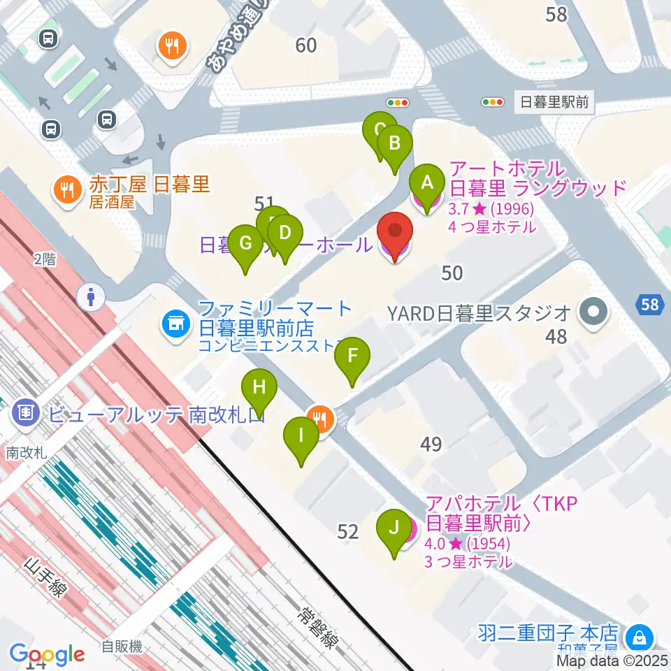 日暮里サニーホール周辺のホテル一覧地図