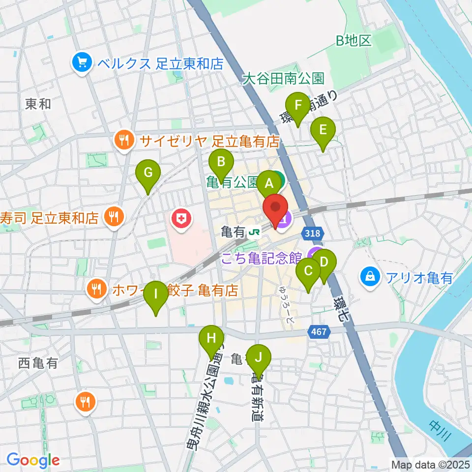 かめありリリオホール周辺のホテル一覧地図