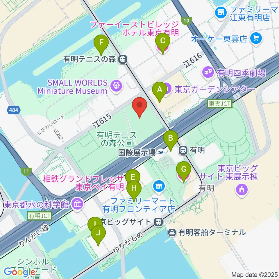 有明コロシアム周辺のホテル一覧地図