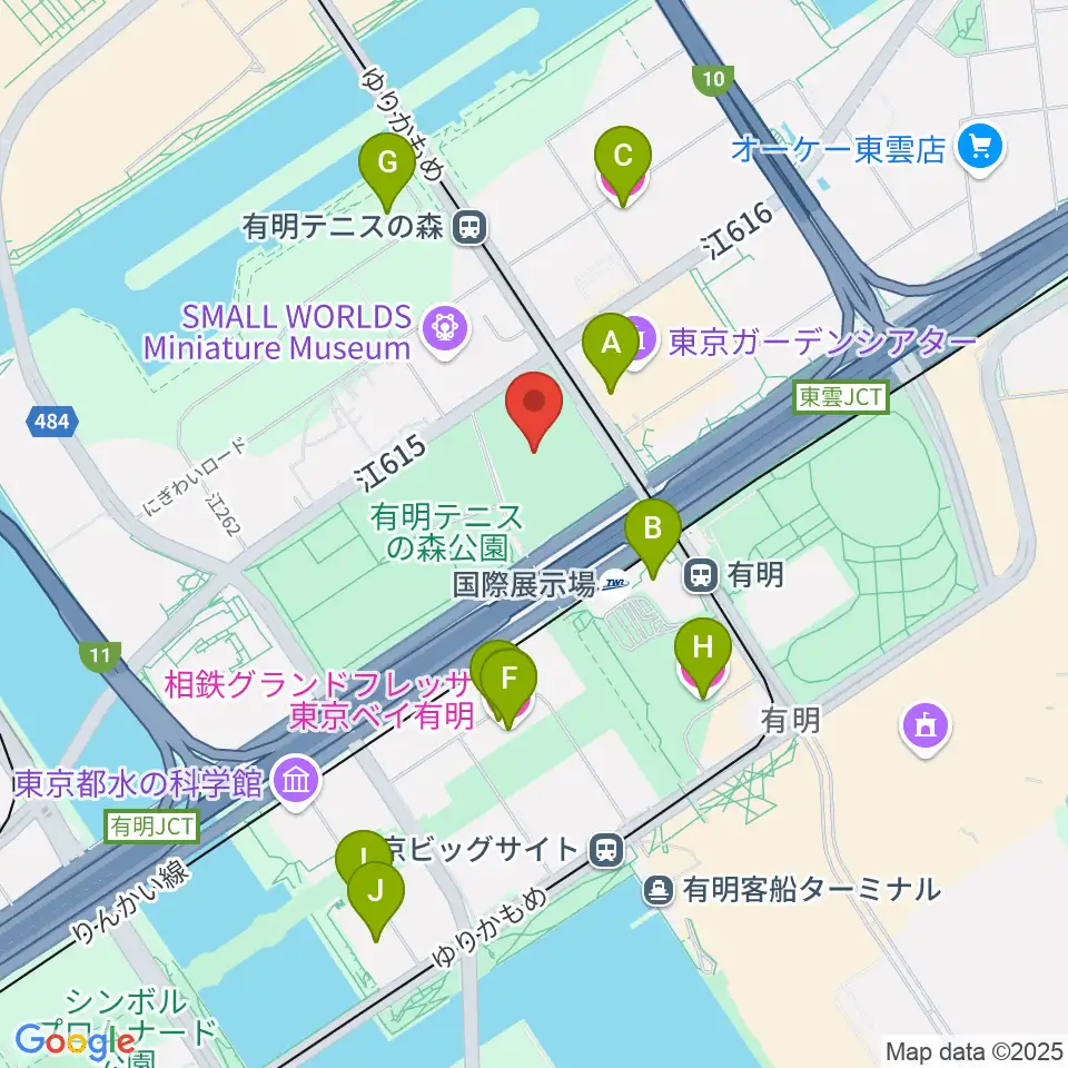 有明コロシアム周辺のホテル一覧地図
