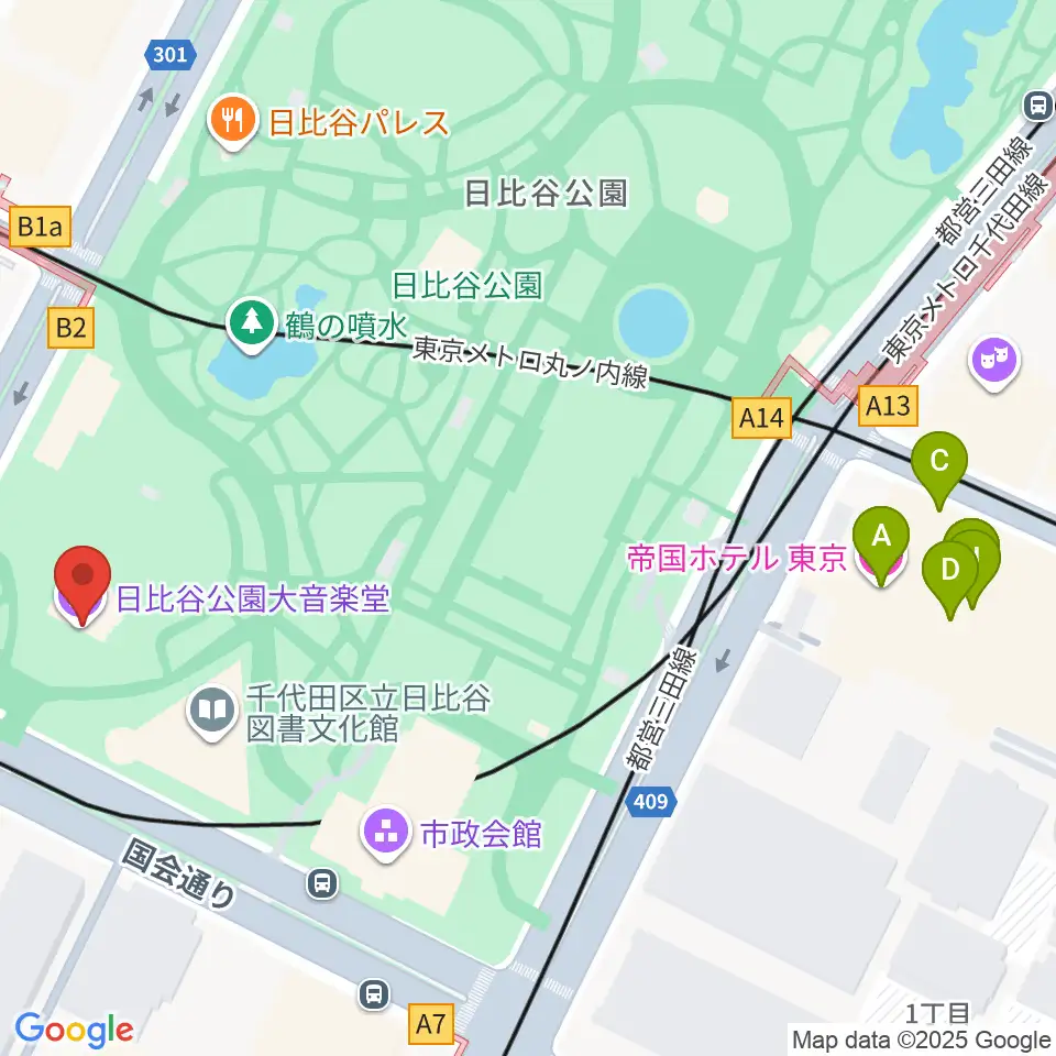 日比谷野音周辺のホテル一覧地図