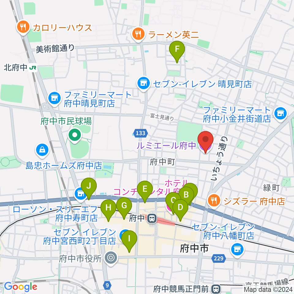 ルミエール府中周辺のホテル一覧地図