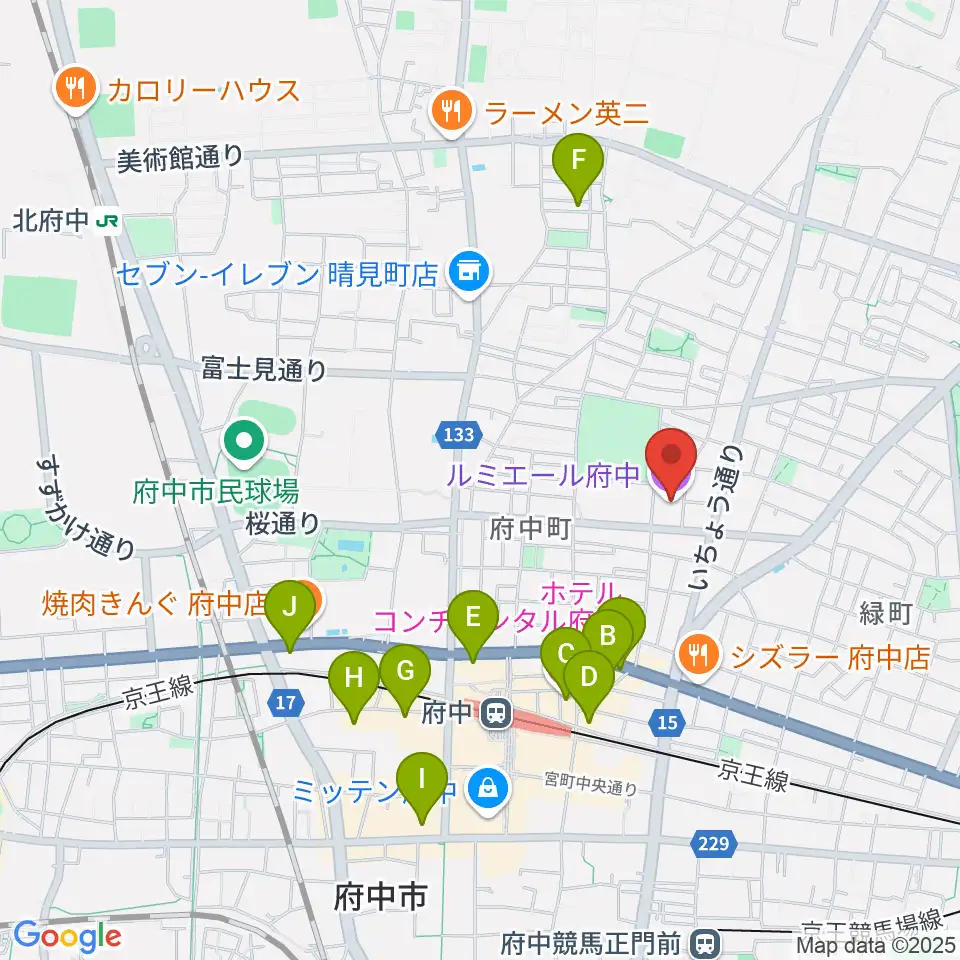 ルミエール府中周辺のホテル一覧地図