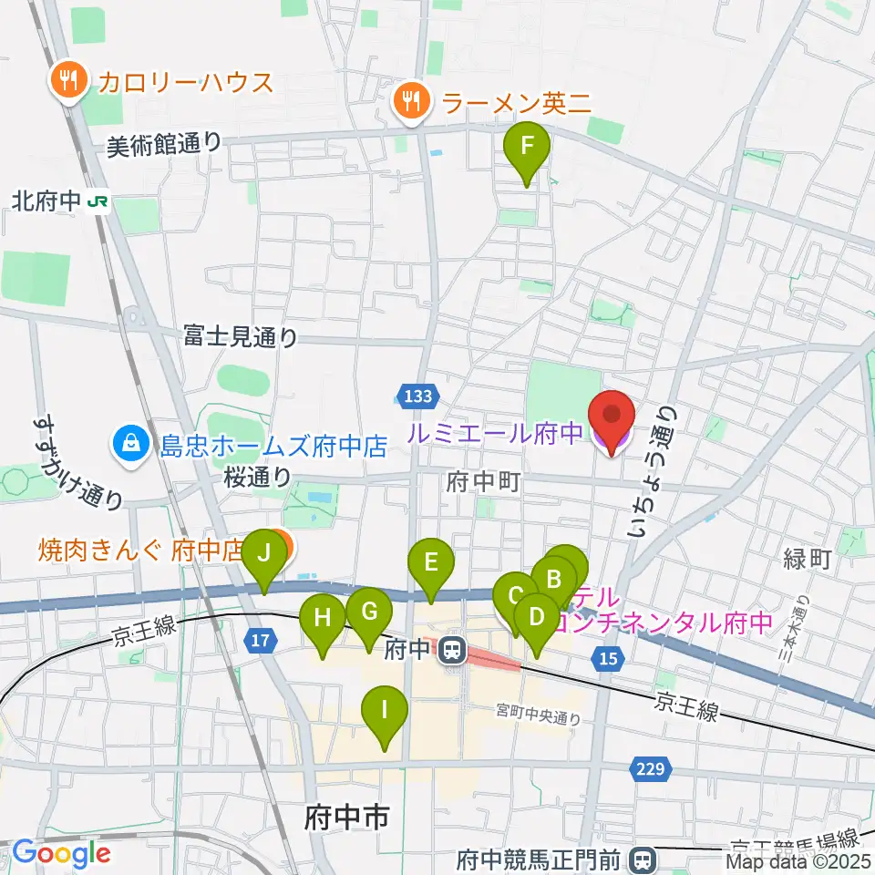 ルミエール府中周辺のホテル一覧地図