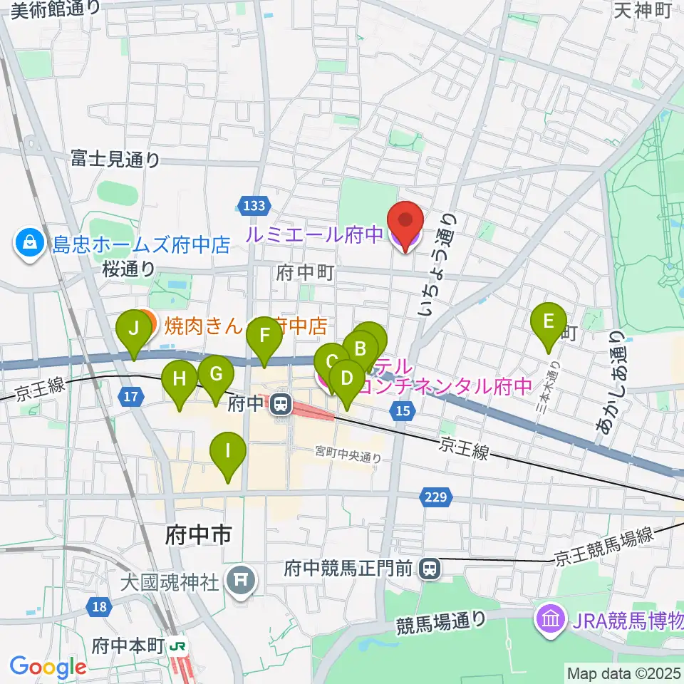 ルミエール府中周辺のホテル一覧地図