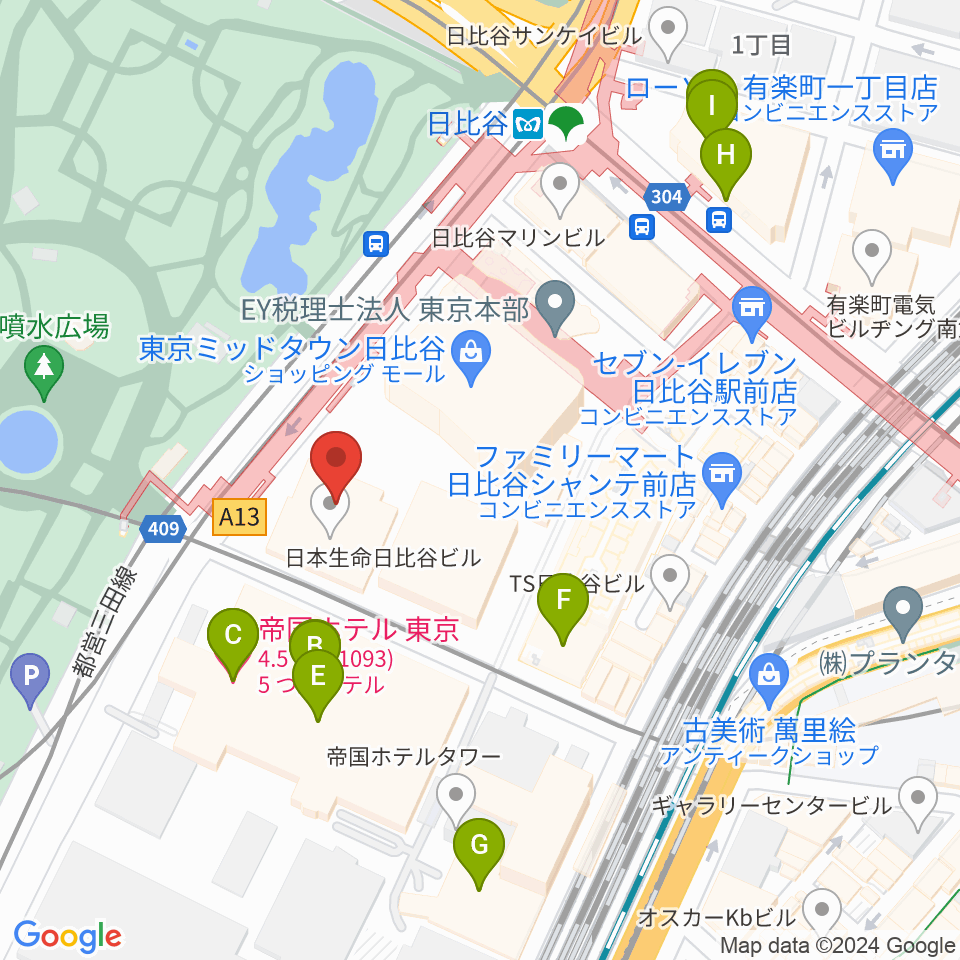 日生劇場周辺のホテル一覧地図