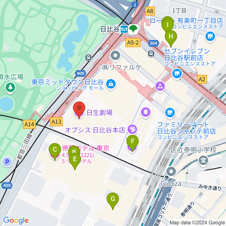 日生劇場周辺のホテル一覧地図