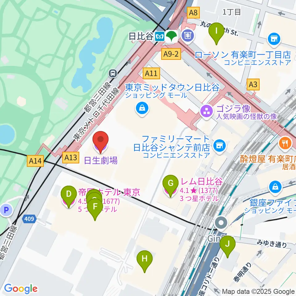 日生劇場周辺のホテル一覧地図