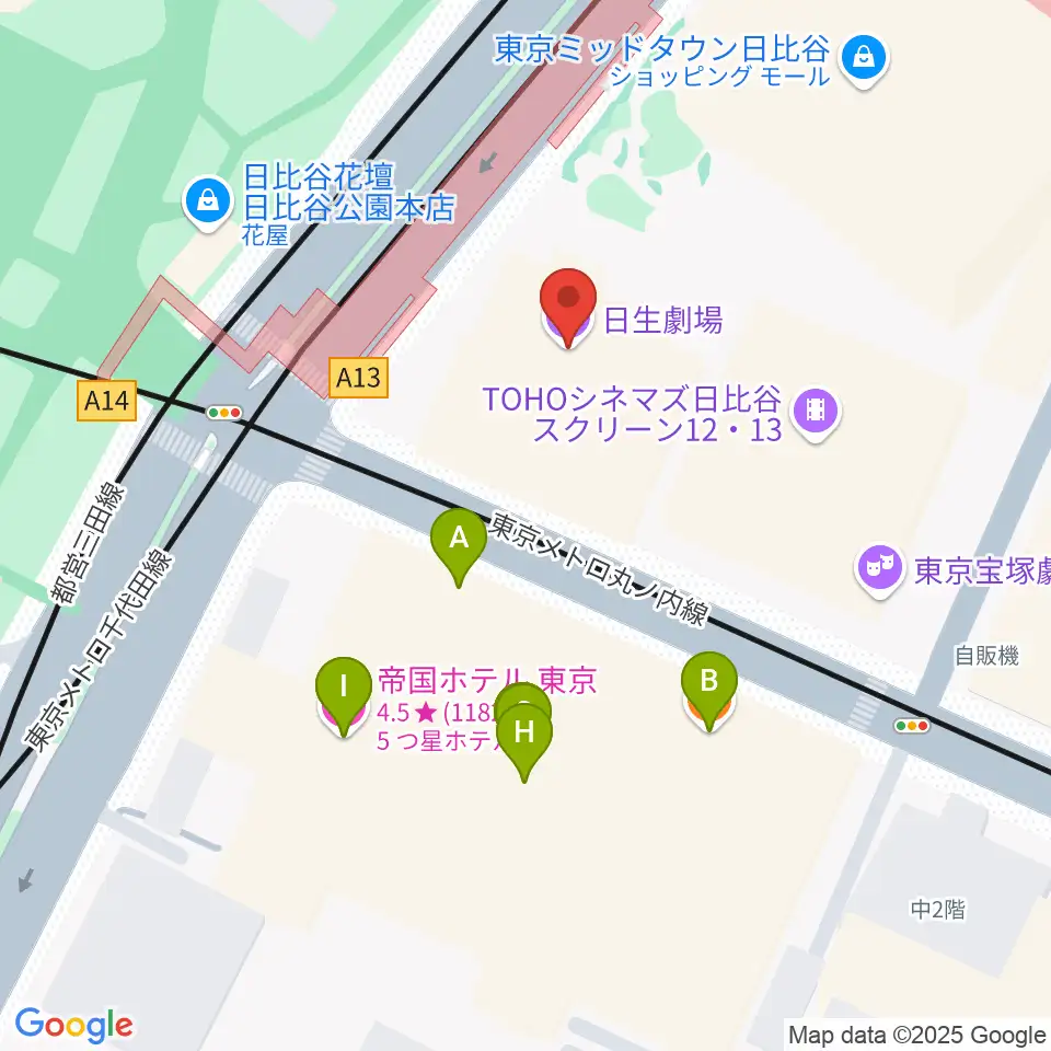 日生劇場周辺のホテル一覧地図