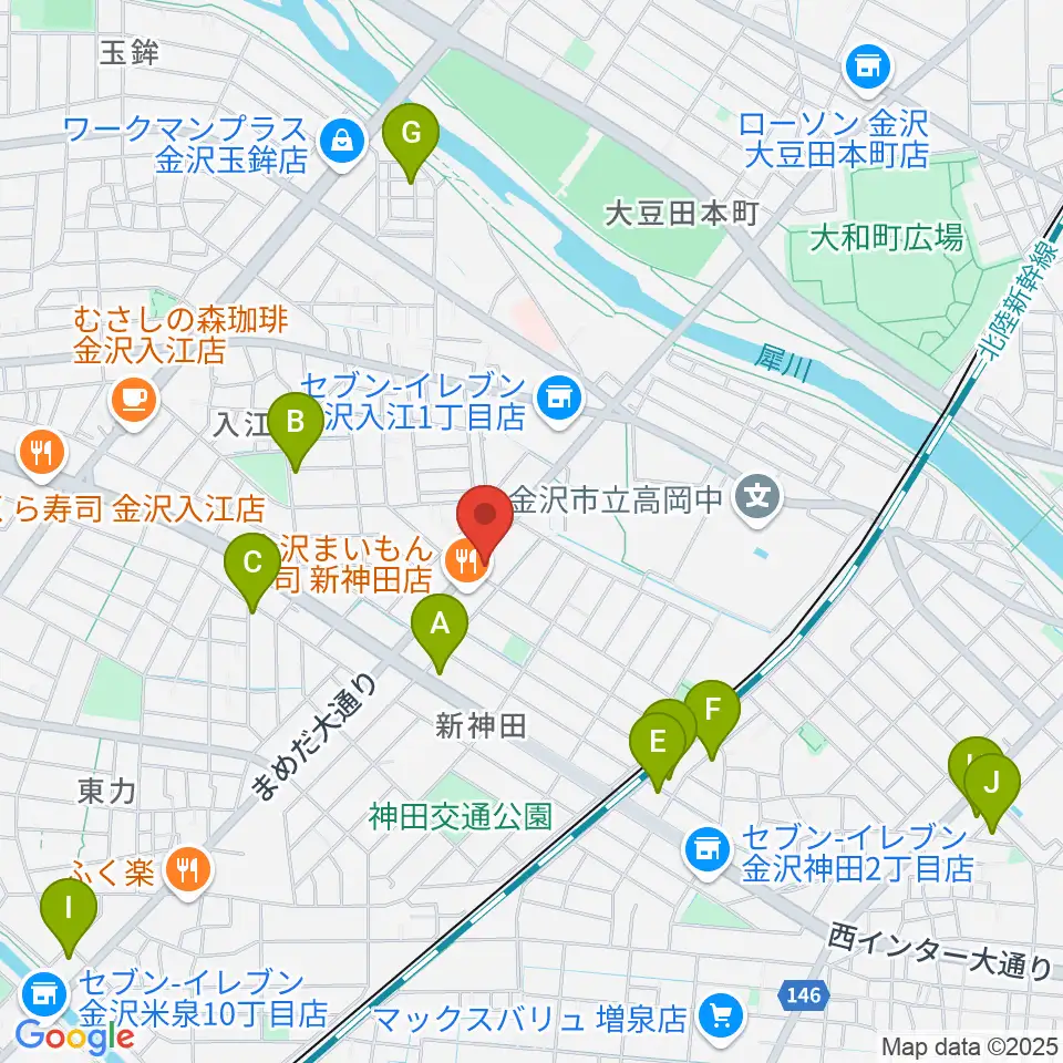 北陸楽器周辺のホテル一覧地図