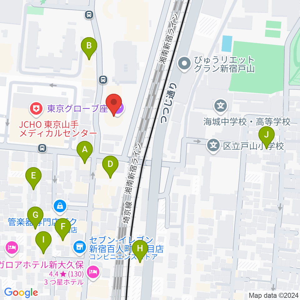 東京グローブ座周辺のホテル一覧地図