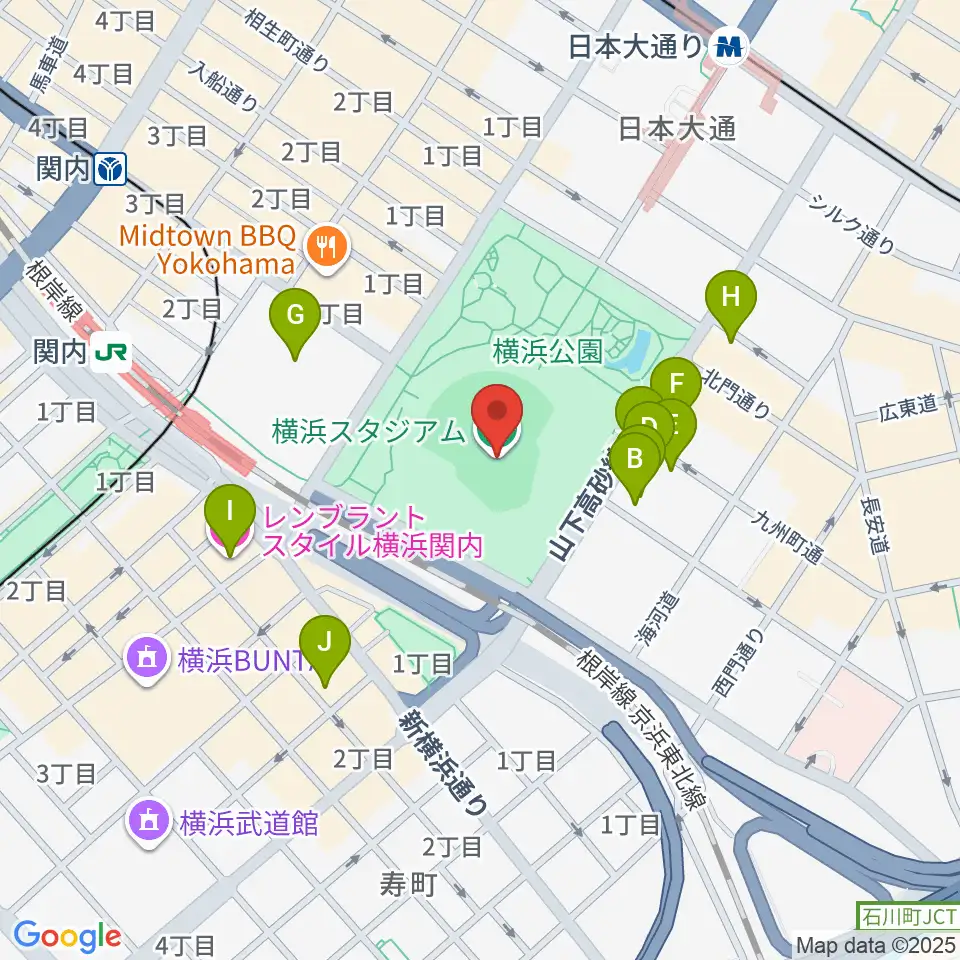 横浜スタジアム周辺のホテル一覧地図