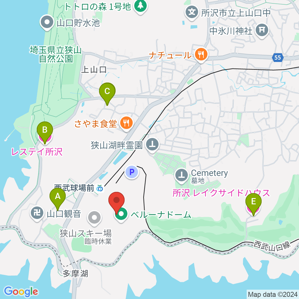 ベルーナドーム周辺のホテル一覧地図