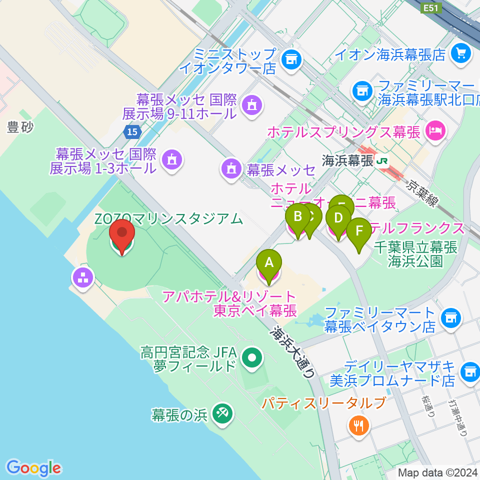 ZOZOマリンスタジアム周辺のホテル一覧地図