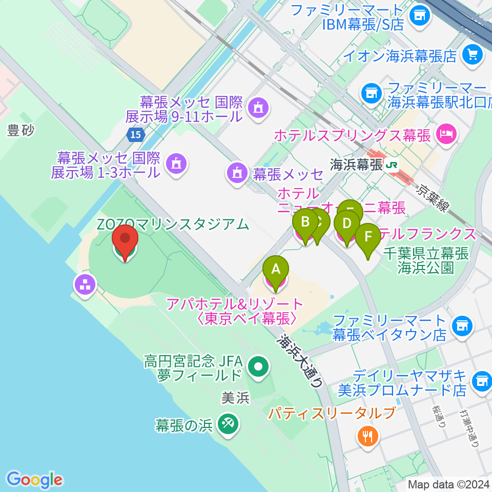 ZOZOマリンスタジアム周辺のホテル一覧地図