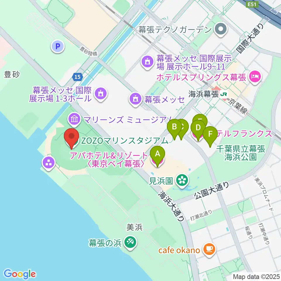 ZOZOマリンスタジアム周辺のホテル一覧地図