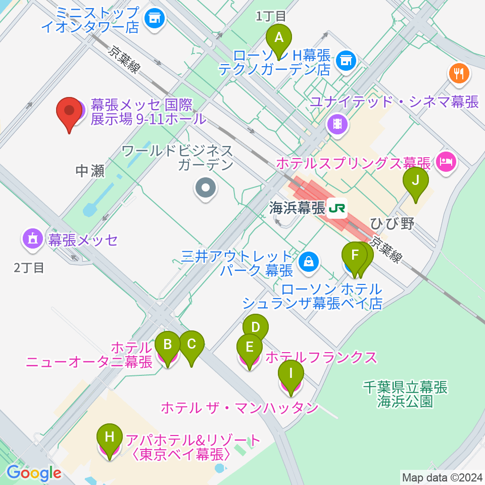 幕張メッセ 国際展示場9-11ホール周辺のホテル一覧地図