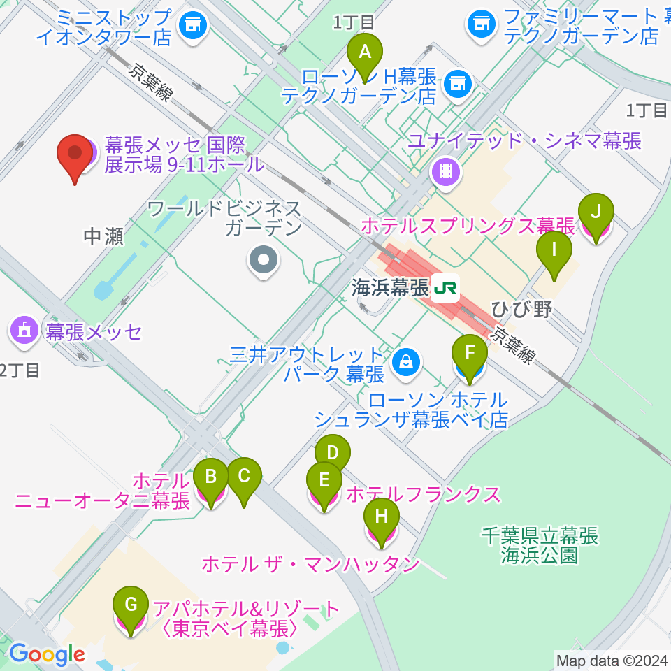 幕張メッセ 国際展示場9-11ホール周辺のホテル一覧地図