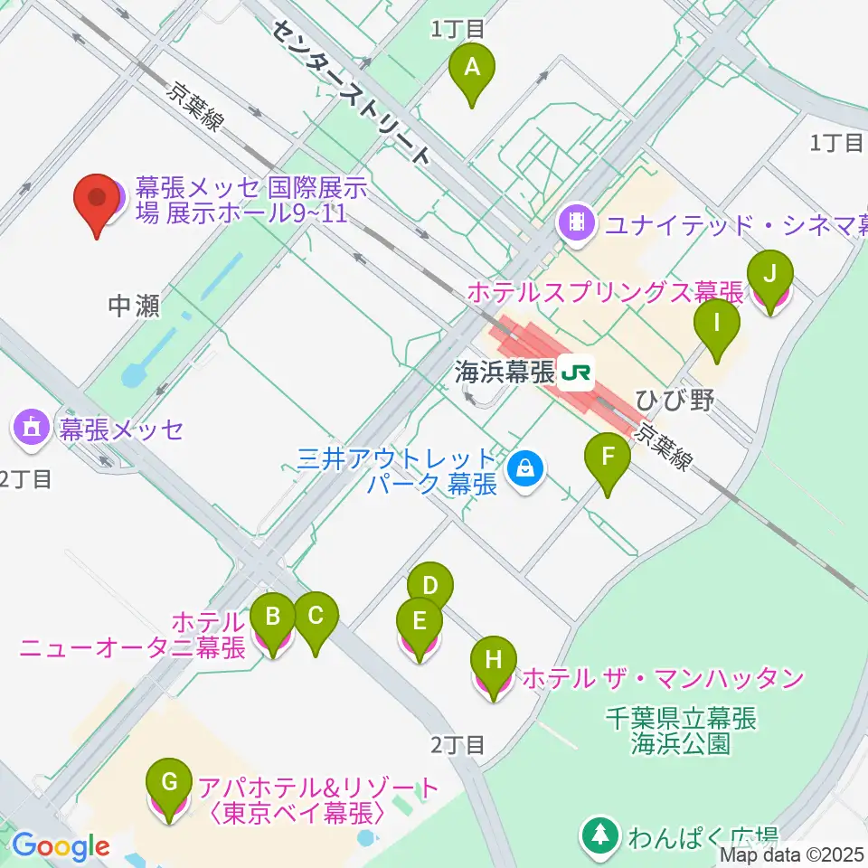 幕張メッセ 国際展示場9-11ホール周辺のホテル一覧地図