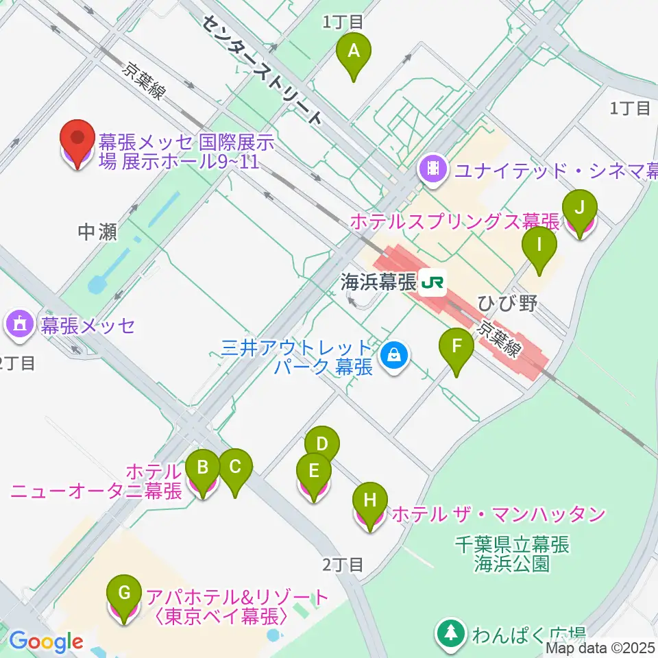 幕張メッセ 国際展示場9-11ホール周辺のホテル一覧地図