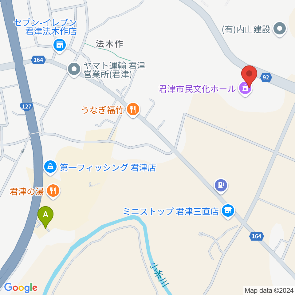 君津市民文化ホール周辺のホテル一覧地図