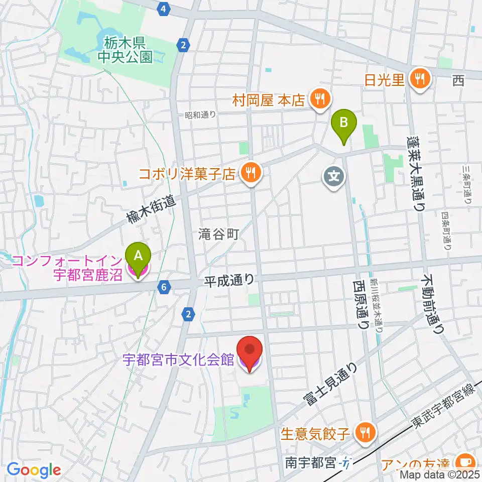 宇都宮市文化会館周辺のホテル一覧地図