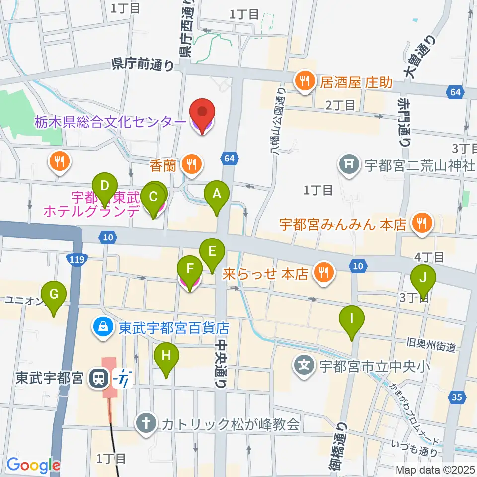 栃木県総合文化センター周辺のホテル一覧地図
