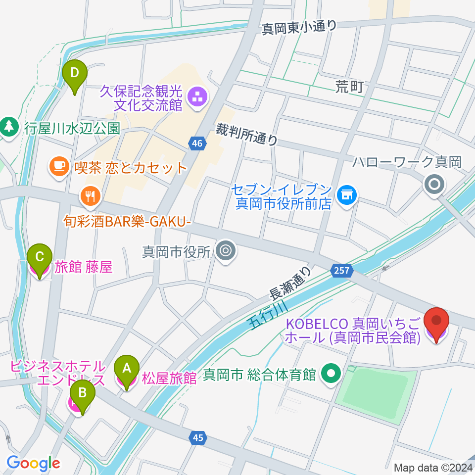 KOBELCO真岡いちごホール周辺のホテル一覧地図