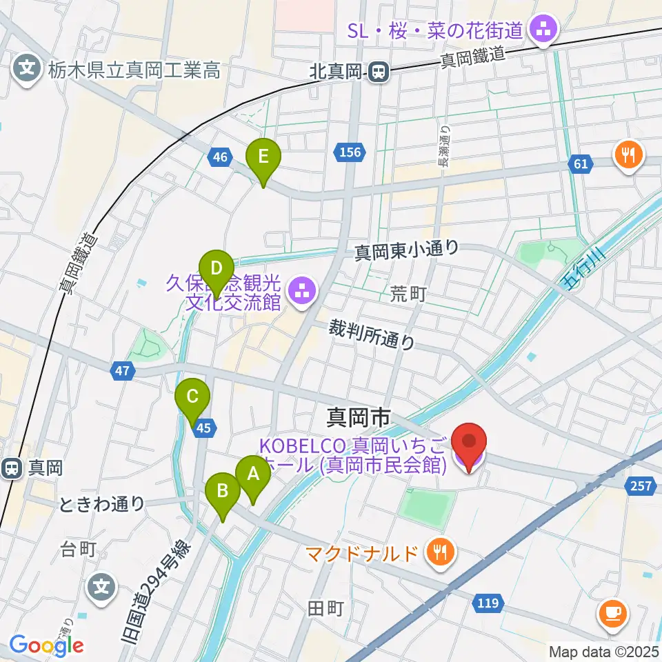 KOBELCO真岡いちごホール周辺のホテル一覧地図