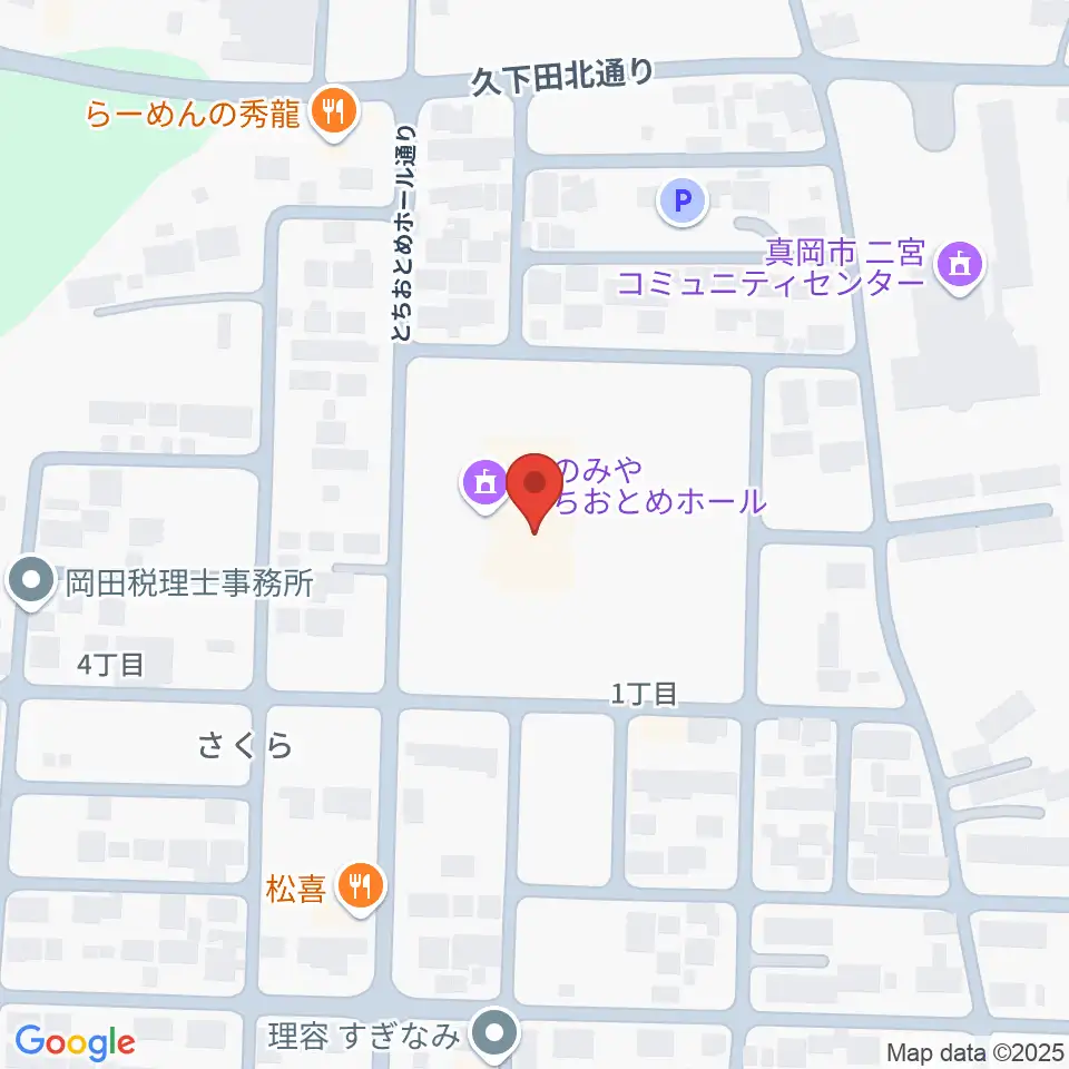 にのみやとちおとめホール 真岡市生涯学習館周辺のホテル一覧地図