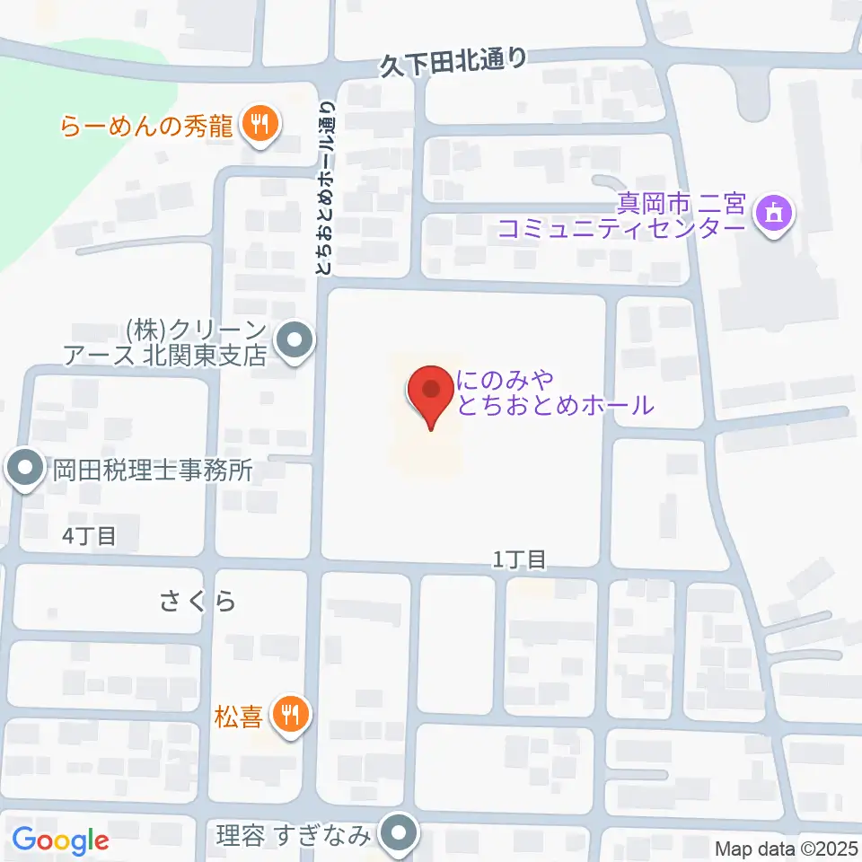 にのみやとちおとめホール 真岡市生涯学習館周辺のホテル一覧地図