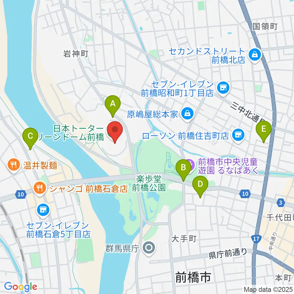 日本トーターグリーンドーム前橋周辺のホテル一覧地図