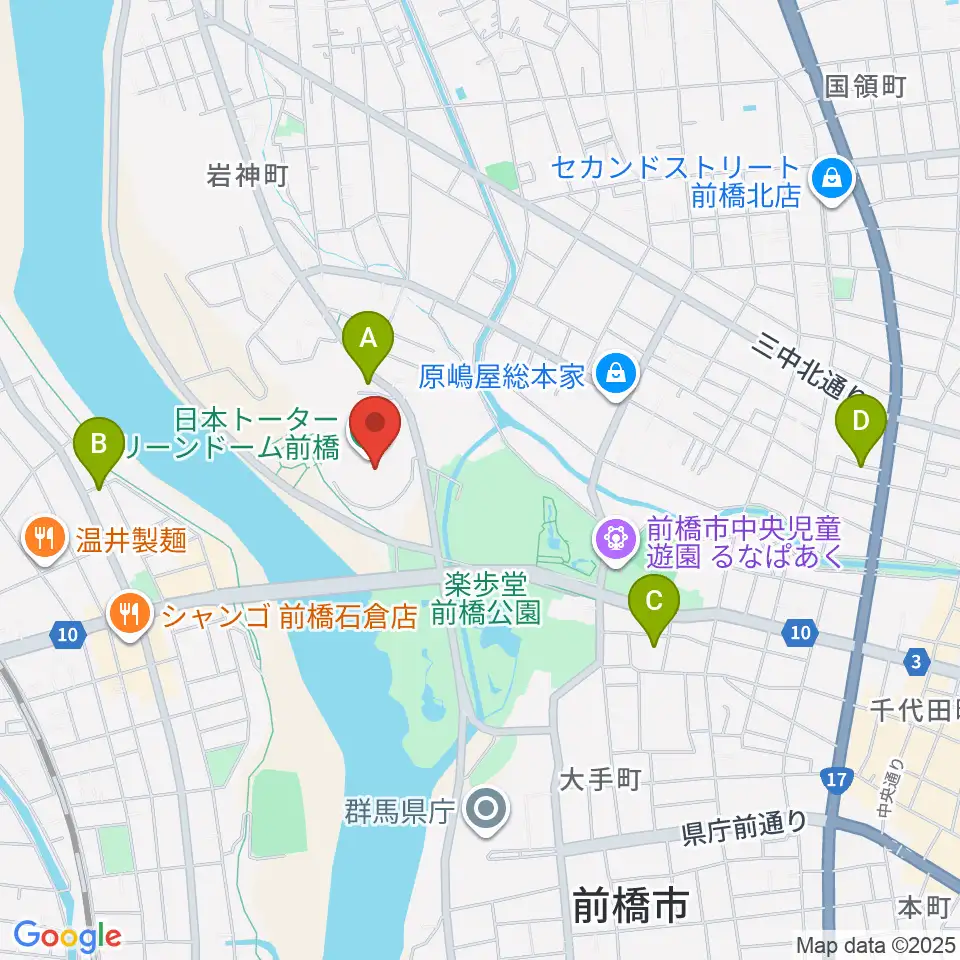 日本トーターグリーンドーム前橋周辺のホテル一覧地図