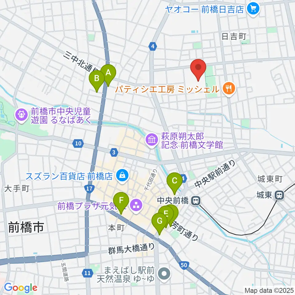 群馬県民会館[休館]周辺のホテル一覧地図