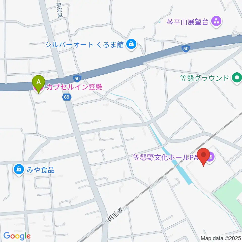 笠懸野文化ホール周辺のホテル一覧地図