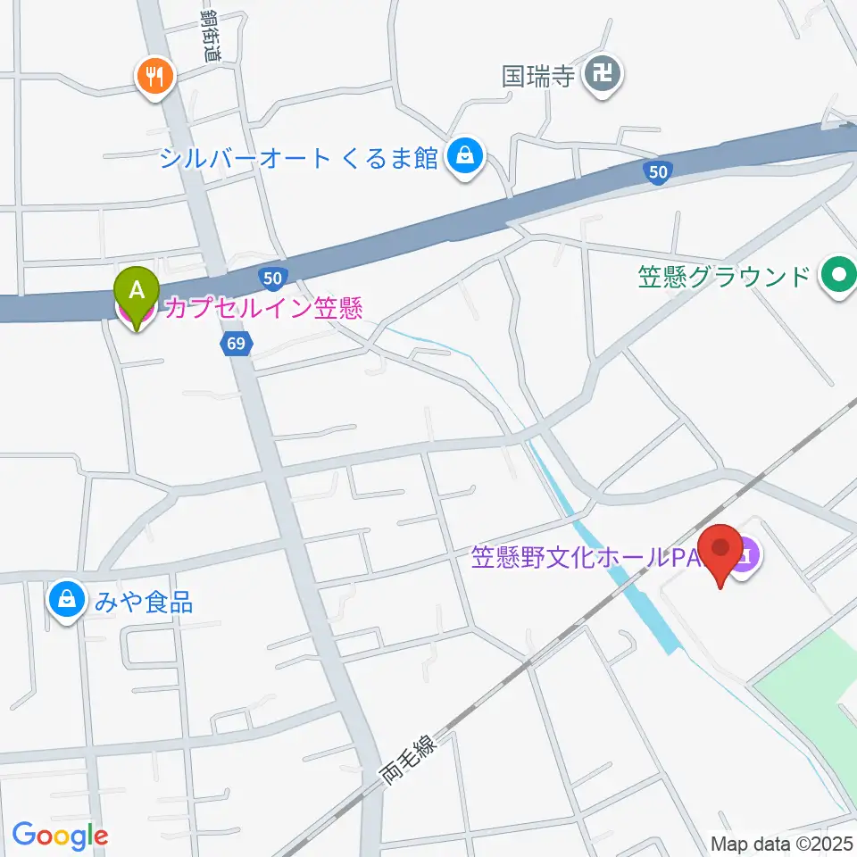 笠懸野文化ホール周辺のホテル一覧地図