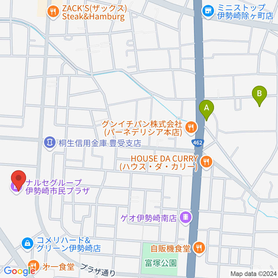 ナルセグループ伊勢崎市民プラザ周辺のホテル一覧地図