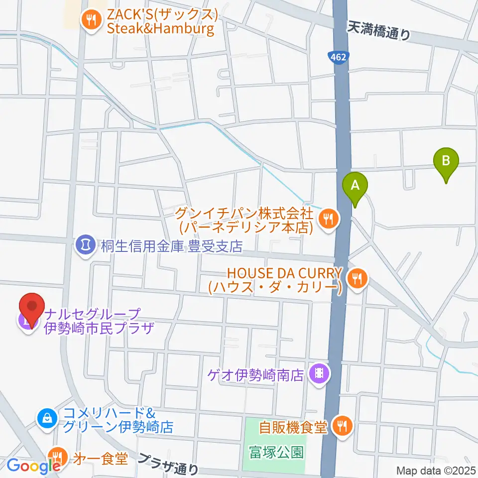 ナルセグループ伊勢崎市民プラザ周辺のホテル一覧地図
