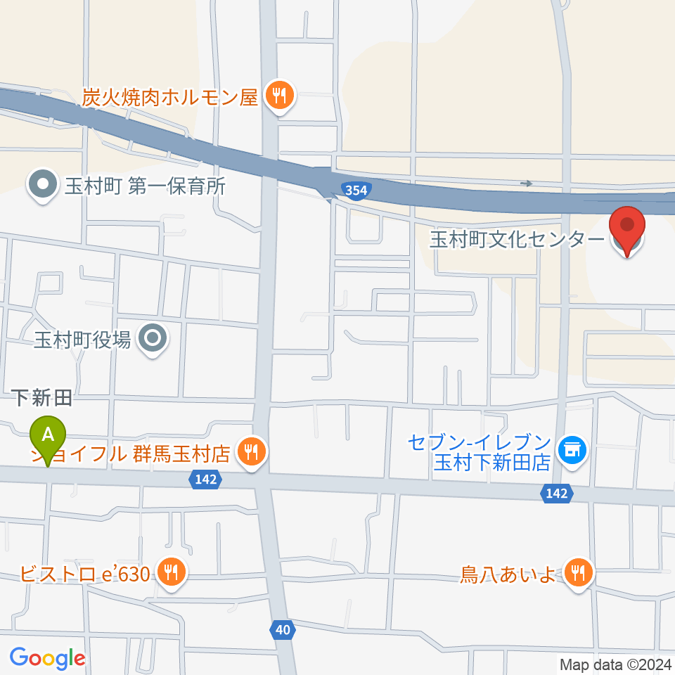 玉村町文化センター周辺のホテル一覧地図